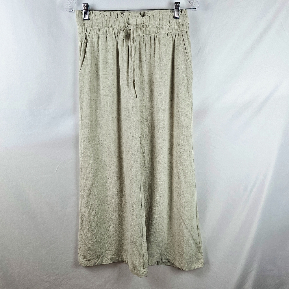 NWT Anarabess Wide Leg Cropped Linen Pants Women's Med Breathable Coastal Resort